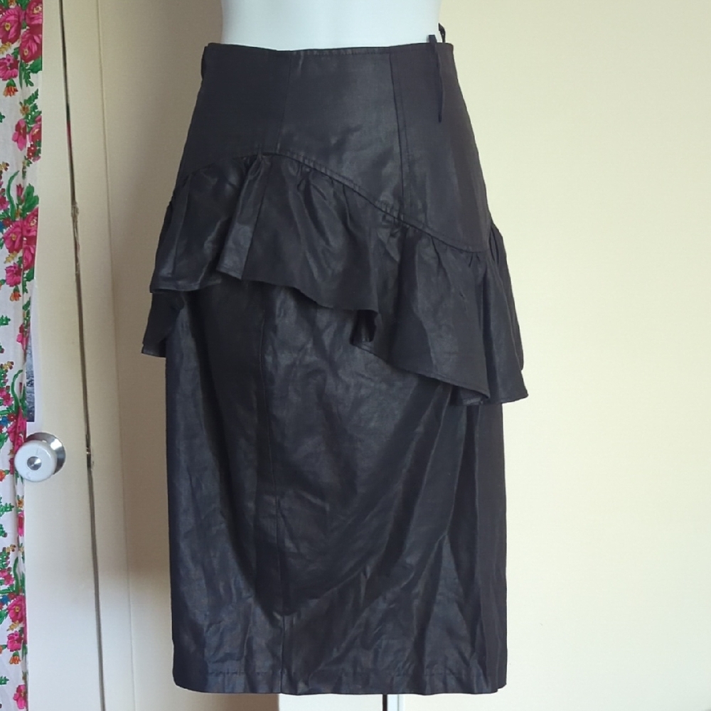 🖤 Vintage 100% Cotton Black Ruffle Skirt